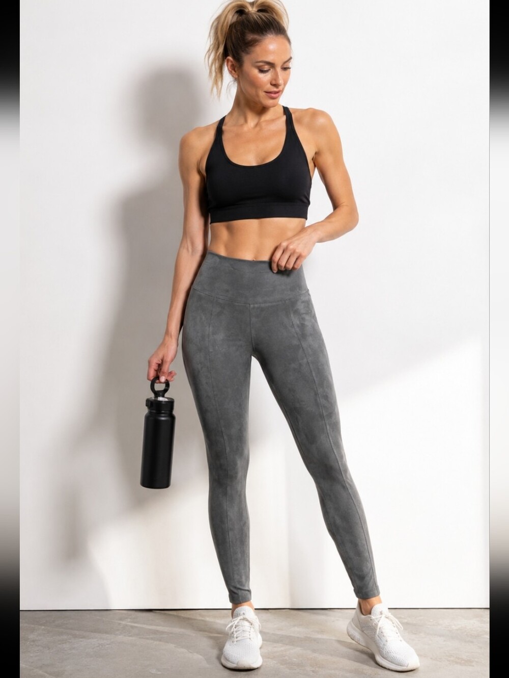 White House Black Market Gray Faux Suede Runway Spandex Blend Leggings Sz 12